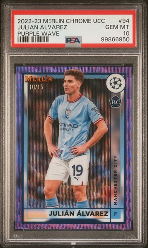 Julian Alvarez [Purple Wave] #94 2022 Topps Merlin Chrome UEFA Club Competitions card