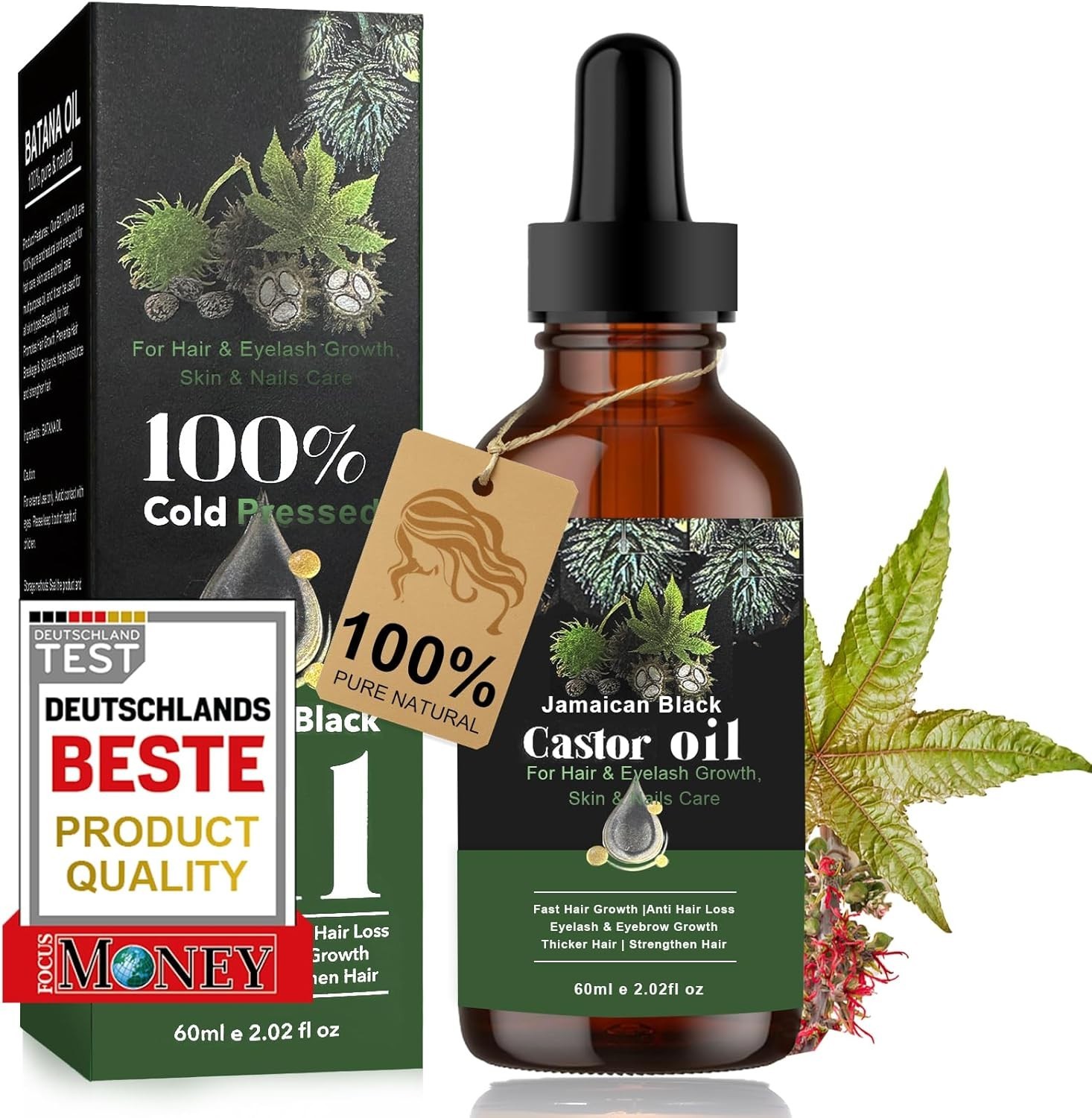 Huile de ricin pour pousse cheveux rapide : répare les pointes abîmées 60ml