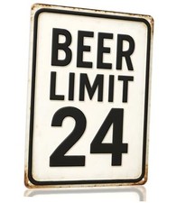Beer Limit Sign - Funny Metal Bar Decor for Man Cave, Home Bar, Garage Embossed