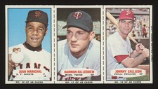 1966-67 Bazooka Panel #10/11/12 Juan Marichal/Harmon Killebrew/Johnny Callison