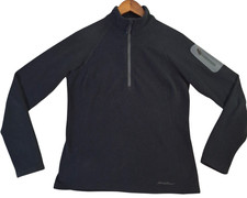 Eddie Bauer First Ascent 1/4 Zip Pullover Women's Small Black Fleece Polartec