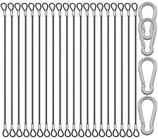 20 Pack 6 Inch 15cm Safety Stainless Steel Tethers with 4 Pcs Spring Snap Hook