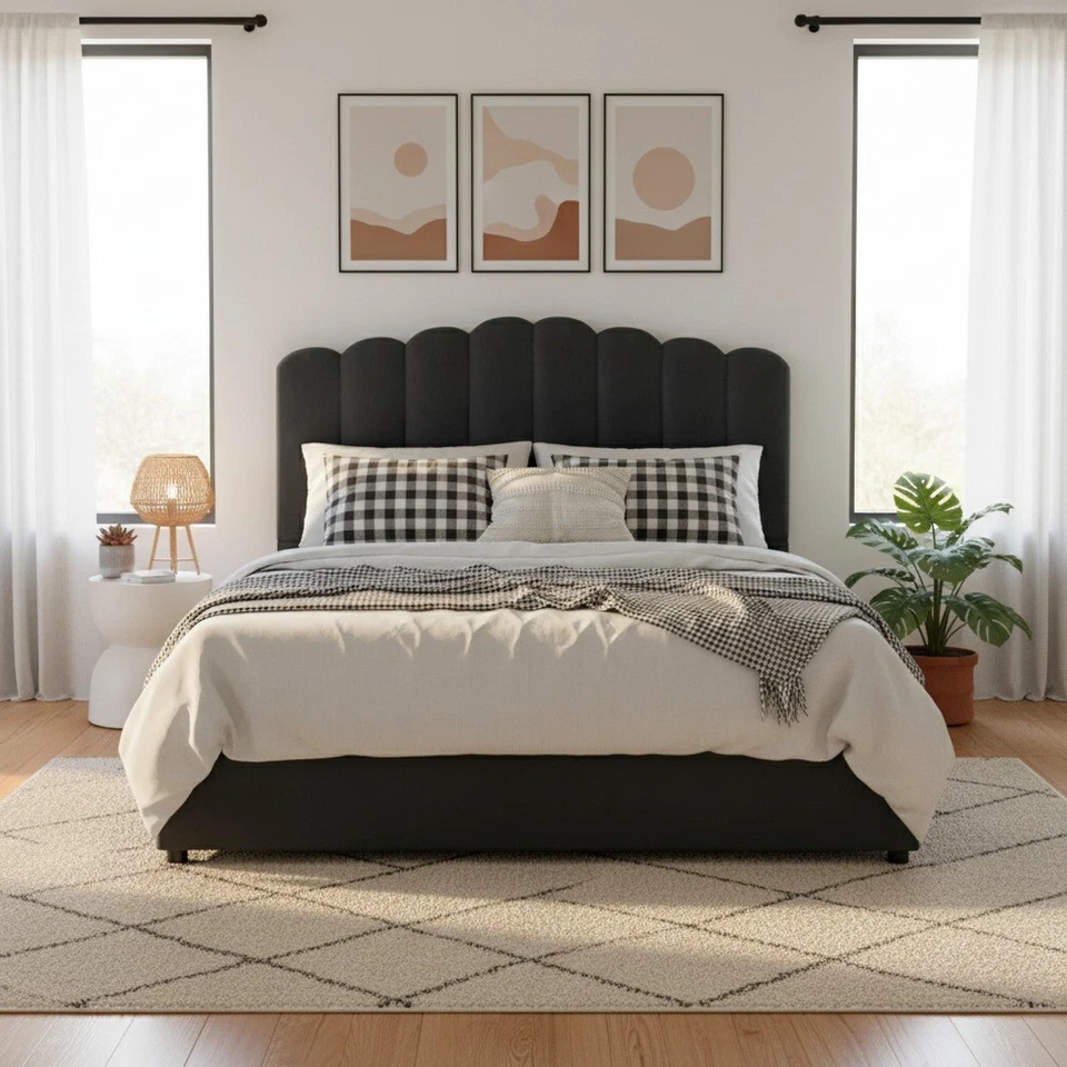 Artiss Bed Frame Double Size Gas Lift Mattress Base Storage Velvet Grey FION