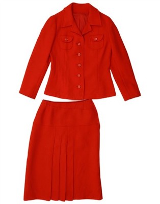 AL DUCA D'AOSTA Womens 5 Button 2 Piece Skirt Set IT 42 Medium W26 Red VG20
