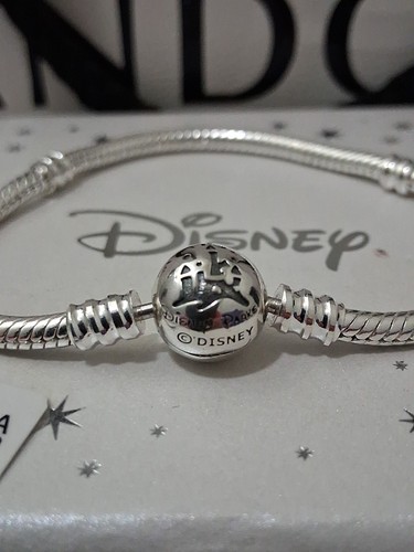 DISNEY PARKS BRANDNEU STERLINGSILBER SCHLOSS LOGO VERSCHLUSS ARMBAND 6,5 ZOLL - Bild 1 von 23