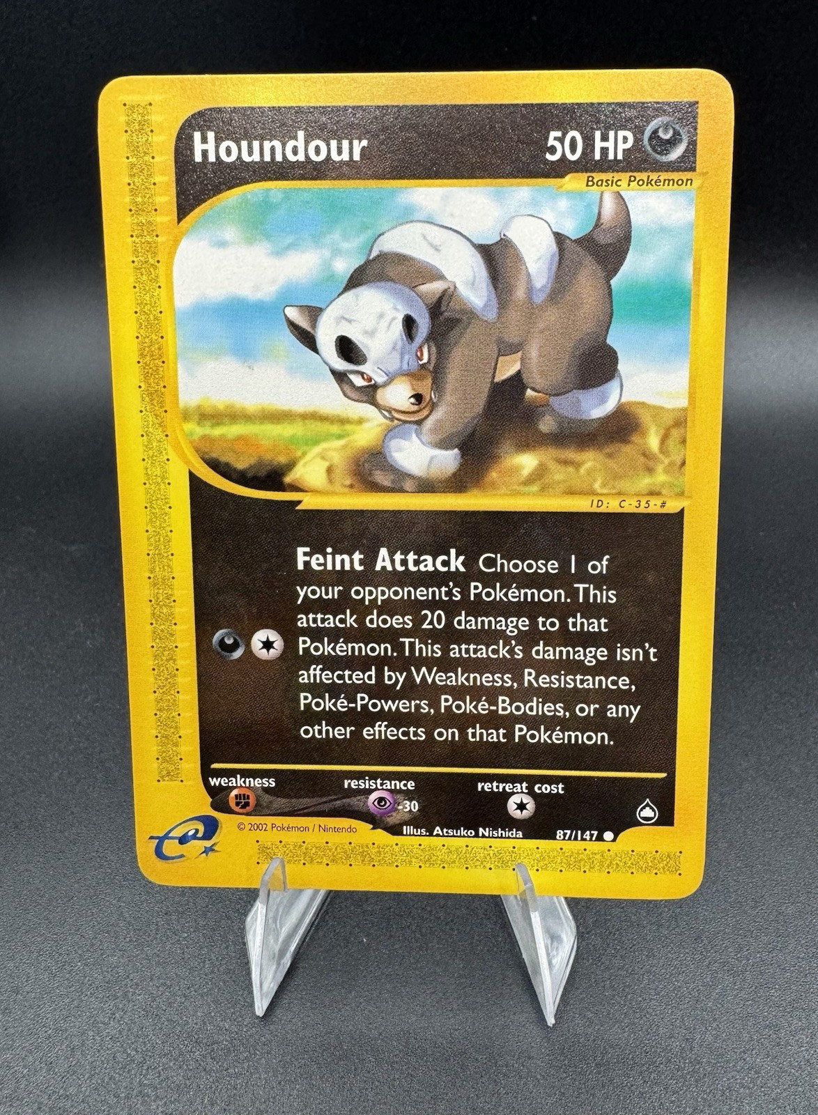 Houndour 87/147 2002 Aquapolis - E Reader  - Vintage Pokemon Card NM Near Mint