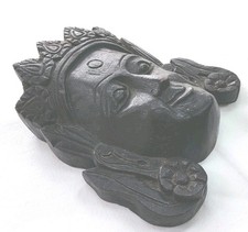 Antique Hand Carved Hard Wood Face Sculpture Asia Indonesia Buddhist Meditation