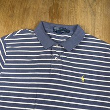 Polo Ralph Lauren Short Sleeve Pique Polo Shirt Mens XL Blue/White Striped