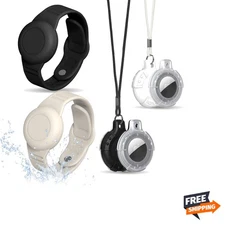 4-Pack Waterproof AirTag Bracelets & Necklaces for Kids - Soft Silicone Holders