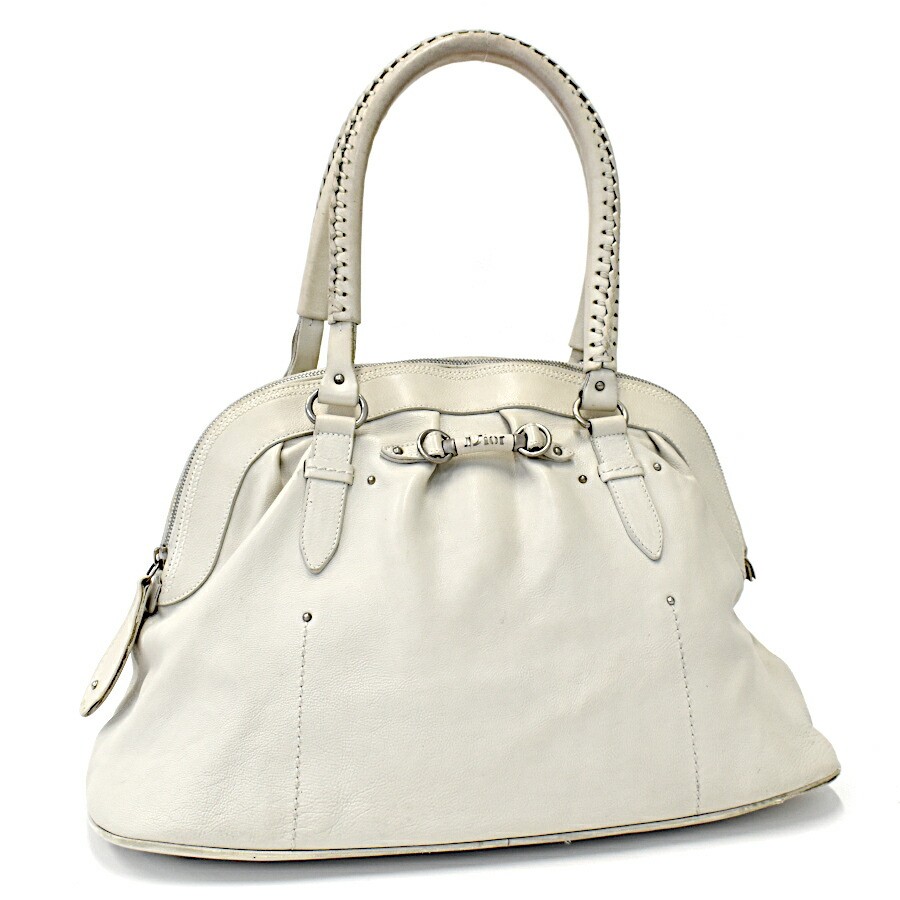 Dior White Leather Top Handle Handbag Luxury Shoulder Bag