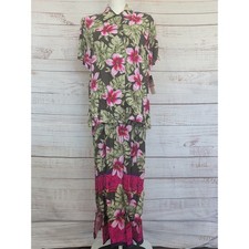 Notations Tropical Floral 2 Pc. Set M Button Top Maxi Skirt Rayon Mexico - Meas