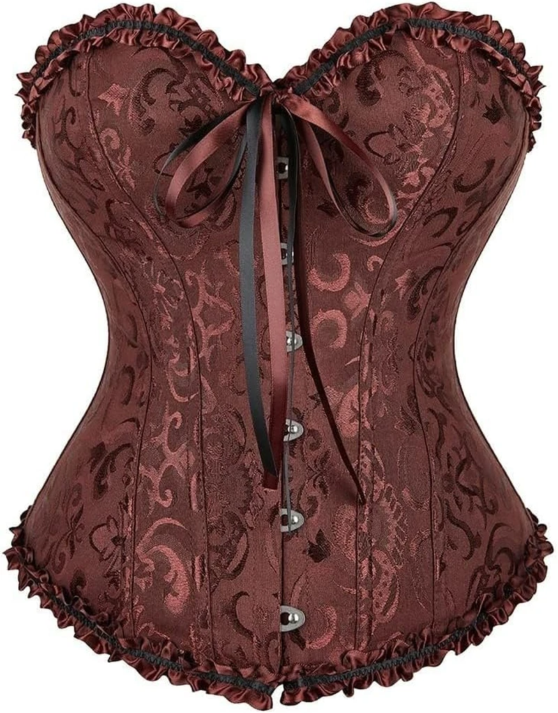 SLIMBELLE Corsetto Sexy Donna Bustino Burlesque Pizzo Con Osso D Acciaio Gotico Modellante Top Lace In Bianco E Nero Vintage Cincher Con G String 103240729