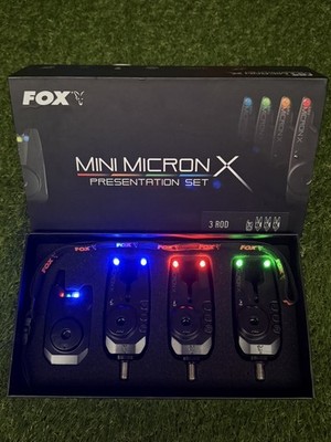 Fox Mini Micron X Presentation Set Electronic Bite Alarms 3 Rod LED Black