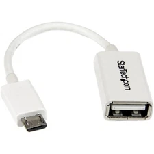 Startech 5in White Micro Usb To Usb Otg Host Adapter M/f - Usb For Cellular
