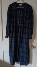 Justine Tabak Tartan Check Dress Brushed Cotton Blue Grey Size S Long Gorgeous