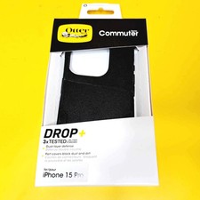 🔥 OTTERBOX COMMUTER SERIES CASE DROP+ BLACK DUAL-LAYER PORT COVER IPHONE 15 PRO