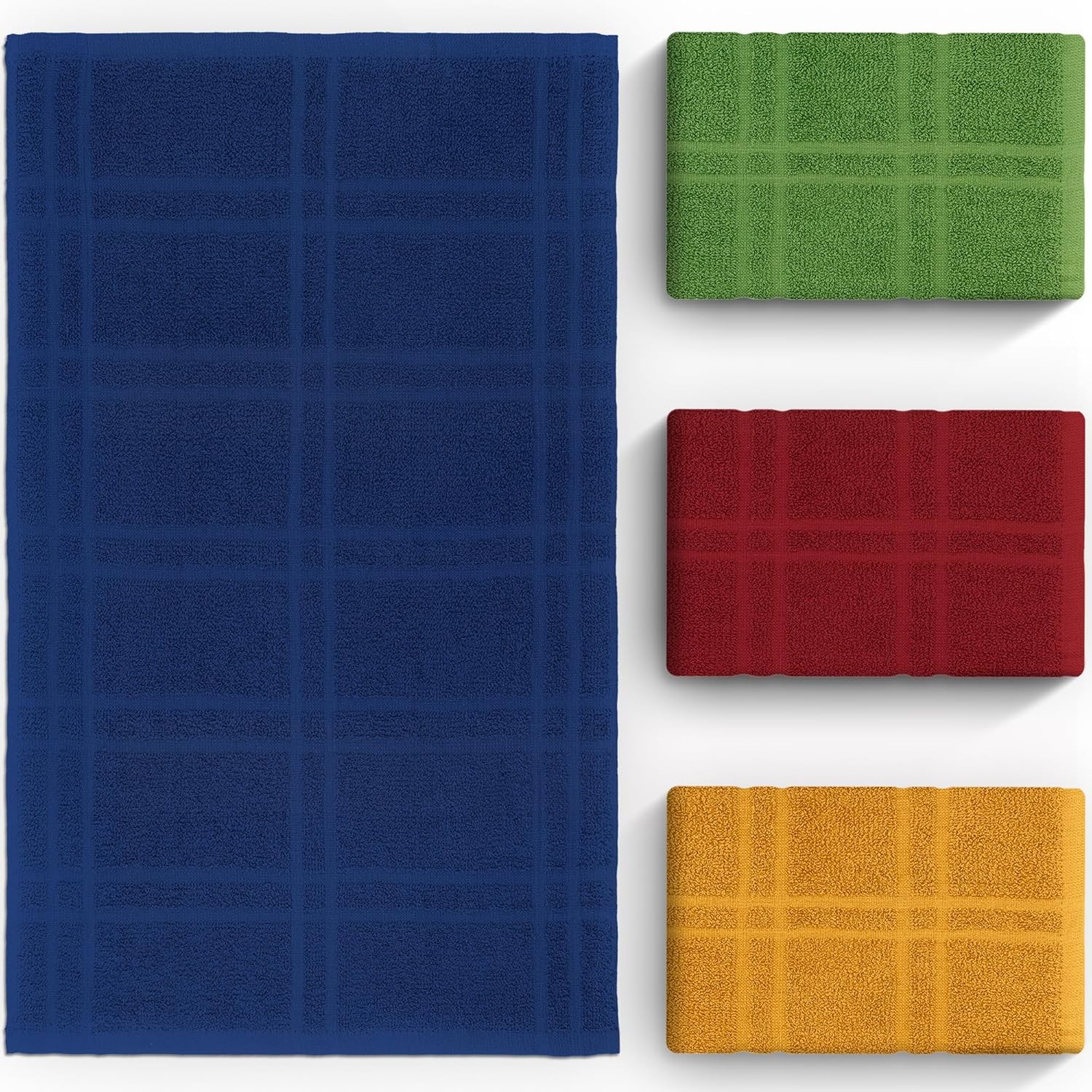 DecorRack Large Kitchen Towels, 15" x 25" Absorbent Dishcloths, Large, Blue 