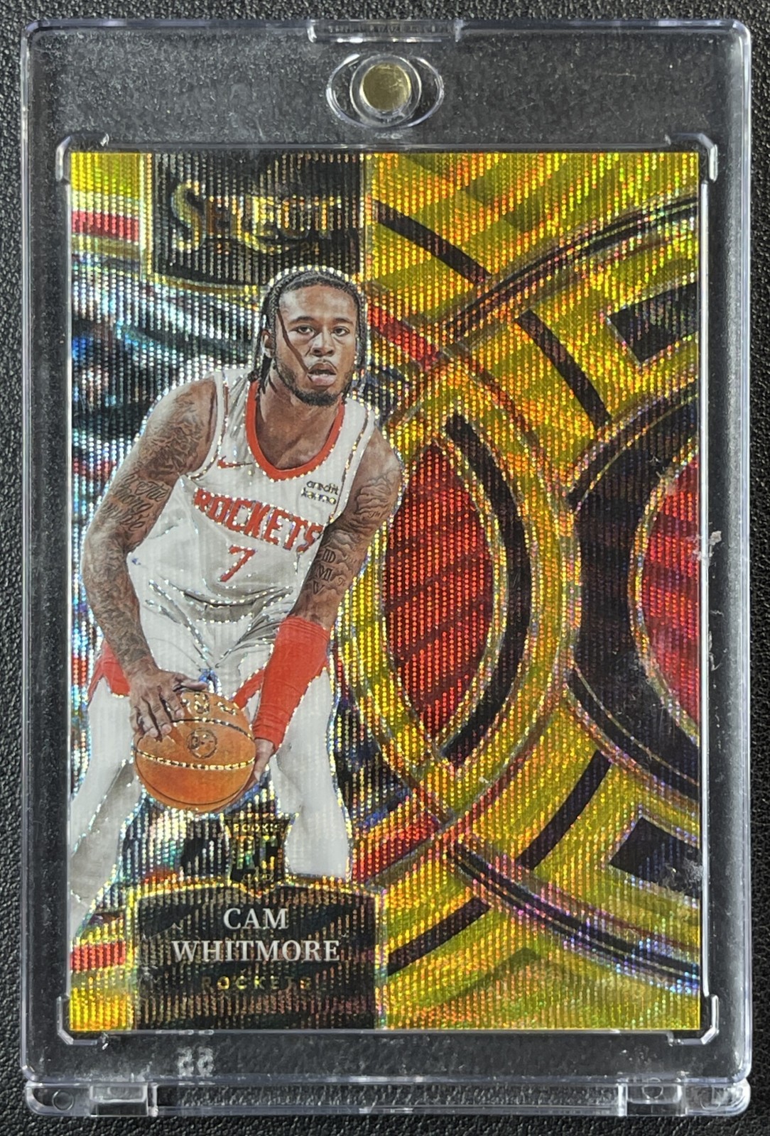 CAM WHITMORE 2023-24 PANINI SELECT #118 GOLD WAVE PRIZM RC PREMIER 2/10 ROCKETS