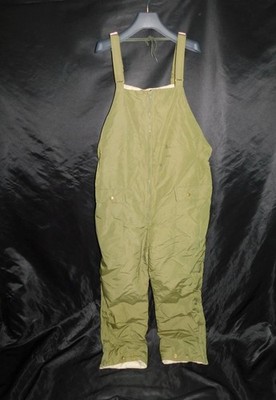 Vintage Eddie Bauer L Green Down Insulated Bib Overalls Belted Snow Pants USA