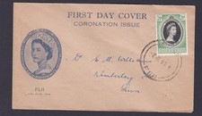 1953 CORONATION QUEEN ELIZABETH II FIJI 2 1/2d PRE-DECIMAL STAMP FIRST DAY COVER