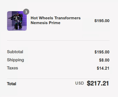 Hot Wheels Transformers Nemesis Prime - Modello 1:64 In Metallo Pressofuso - Preordine