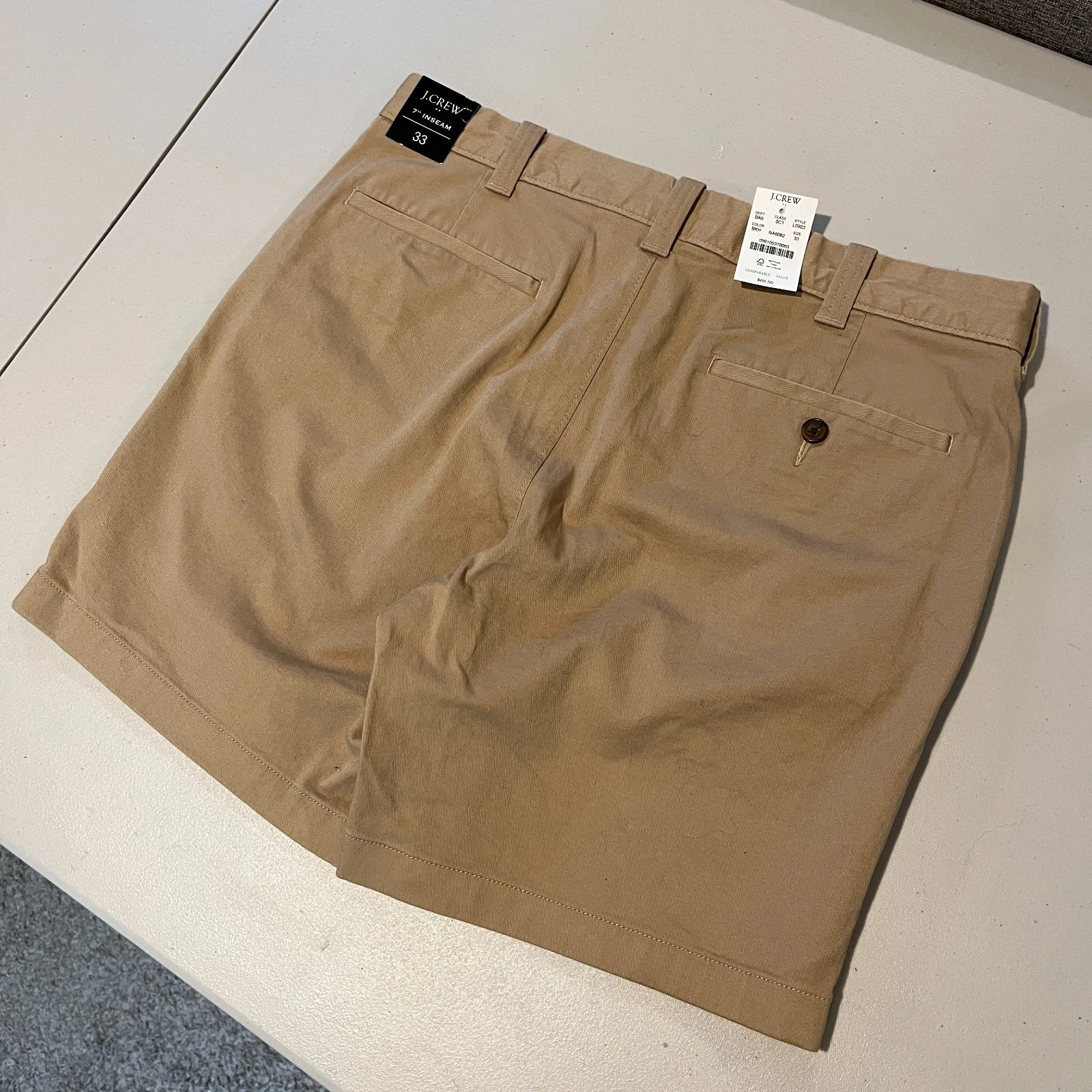 J.Crew Chino Shorts Mens 33 Preppy Casual Tan 7"