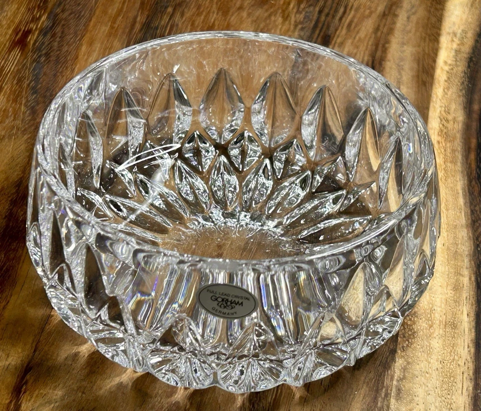 Vintage Gorham Althea 4.5" Full Lead Crystal Bowl Made in Germany Mint in box - Image 4 of 4