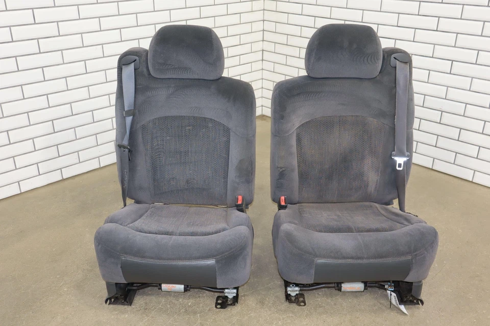 99-02 Chevy GMC GMT800 Extended Cab Graphite Cloth Seats Front / Rear OEM - Изображение 2 из 4
