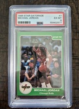 1985 Star Gatorade #7 Michael Jordan Rookie PSA 6EX-MT | SHARP CARD. rookie card picture
