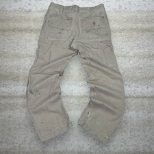 Vintage 90s Carhartt Carpenter Pants 32x30 Relaxed Fit Tan Canvas Dungarees