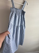 ASOS Polka Dot Smocked Sundress Sleeveless Light Blue Knee Length US 6