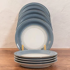 9-Denby Castille English StoneWare Blue Rimmed Dessert/Bread plates Tableware 7"