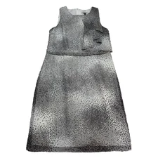 Halston Dress Women 6 Black White White Lightweight Casual Sleeveless Blouson