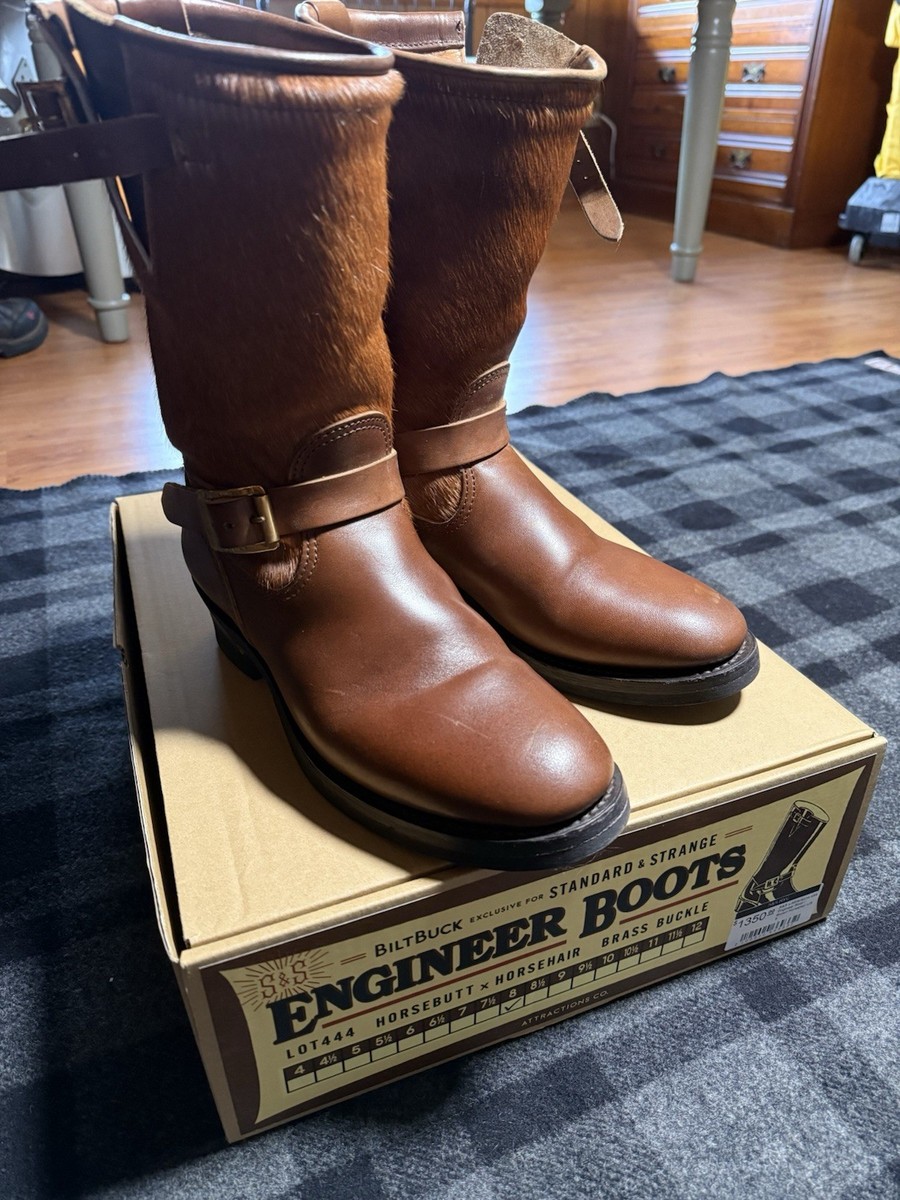 S&S x Attractions 444 Engineer Boot - Brown Horsehair - Size 8 | eBay