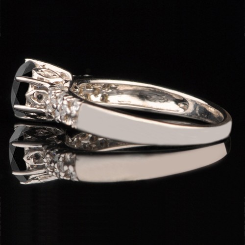 2.34Ct Round Cut 100% Natural Black Diamond Women's Ring In 925 Sterling Silver - Picture 7 of 12