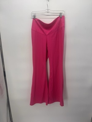 NWOT JoyLab Ribbed High Waist Flare Pants In Bright Pink Striped Size Xl Barbie