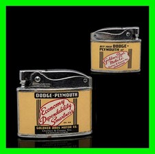 Vintage Dodge Plymouth Goldner Bros Motor Co. Flat Ad Petrol Lighter - Working