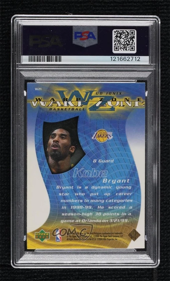 1999-00 Upper Deck Ionix Warp Zone Kobe Bryant #WZ1 PSA 9 MINT HOF - Image 2 of 3