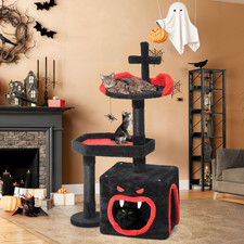 4-In-1 Gothic Cat Tree with Coffin Bed for Indoor Cats, 38.6 in Small Cat Tower