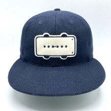 Ebbets Field Flannels Black Bobbin Hat Navy Wool Snapback Baseball Cap USA Made