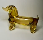 VINTAGE HAND BLOWN MURANO AMBER GLASS DACHSHUND DOG standing FIGURINE ART OBJECT