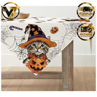 Tischdecke Halloween Katze KüRbisse Spinnennetz 85X85 Cm FüR Festlichkeiten