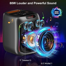 BSZHI B78 Portable Karaoke Speaker Wireless Mic Input Deep Bass 6.5" Woofer