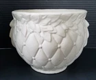 Vintage  HTF McCoy Diamond Quilted Leaf & Berries  Matte White Jardiniere