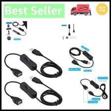 USB Extension Cable with ON/OFF Switch 3.3ft - 2-Pack for Power & Data Control