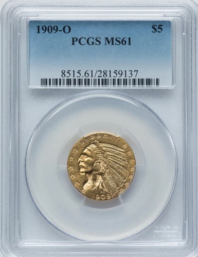 1909-O INDIAN HEAD $5 PCGS MS 61
