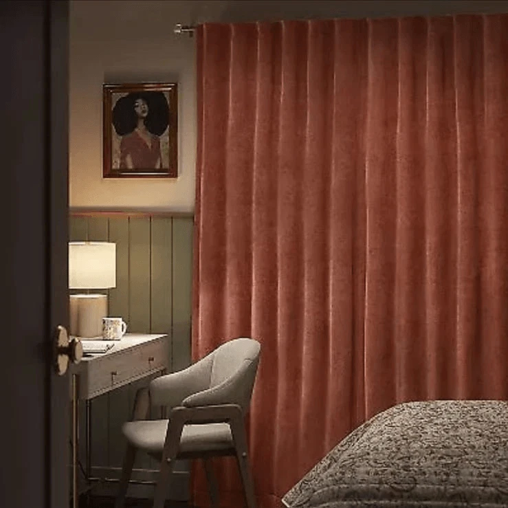 Panel de cortina Umbral Chenille Arcilla Marrón Foto 4 de 4