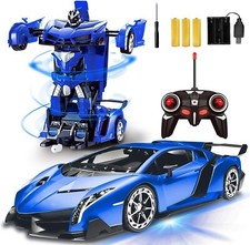 Remote Control Transform Robot Car Toy for Kids with Dazzling Light 360 Rotating