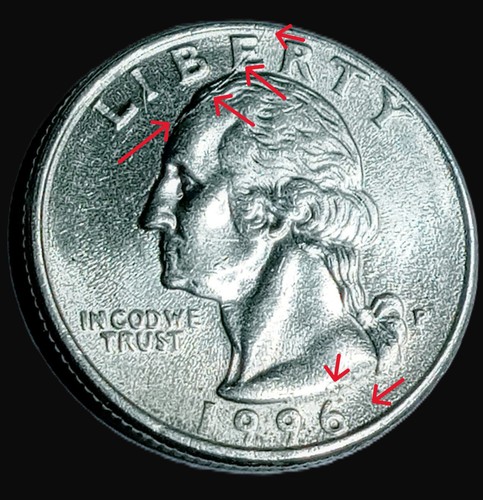 1996 P Washington Quarter VG+ Lg. Die Crack Spitting Eagle RPM DDO In God We Tr - Picture 6 of 15