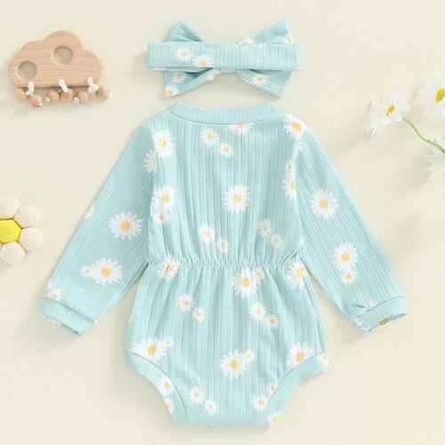 Infant Baby Girl Fall Outfit Clothes Long Sleeve Knit Romper Jumpsuit with He... - Picture 4 of 8